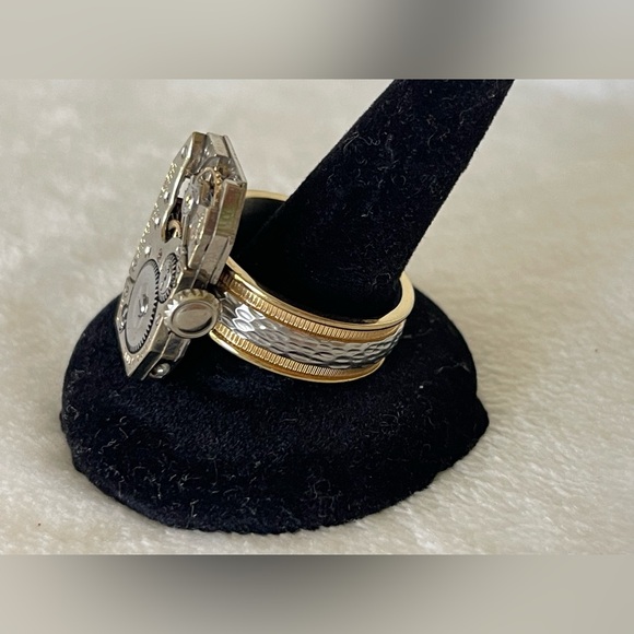 Watch Ring By Rewind stainless steel band watch Ruby steampunk burning man - Picture 2 of 10